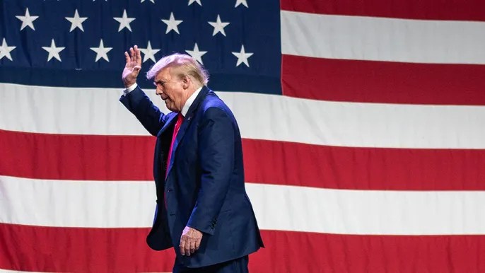 Social media reacts after Trump takes stage in Iowa to song lyrics about ‘going to&nbsp;prison’