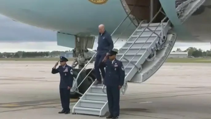 Biden nearly stumbles exiting Air Force One, hours after exposed efforts by team to prevent more&nbsp;falls