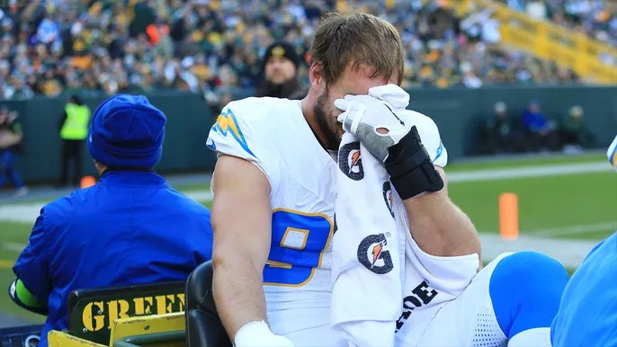 Chargers’ Joey Bosa in tears after suffering foot injury in loss to&nbsp;Packers