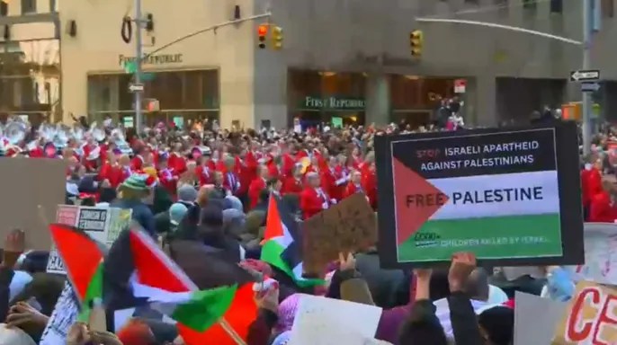 Pro-Palestinian protesters disrupt Macy’s Thanksgiving Day Parade in New York&nbsp;City
