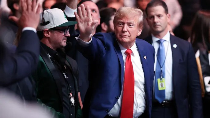 Donald Trump gets ovation, high-fives fans upon UFC 296 arrival for ‘biggest fan’ Colby Covington’s&nbsp;fight
