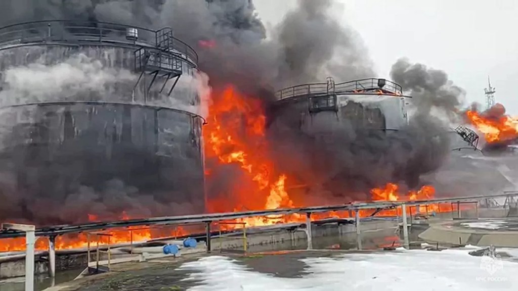 Ukrainian drone attack on Russian oil depot causes massive&nbsp;blaze