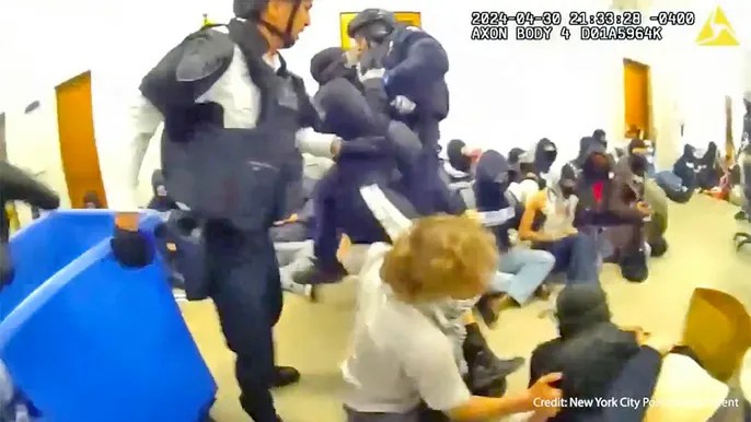 NYPD bodycam video shows officers breaching Columbia University building taken over by anti-Israel&nbsp;protesters