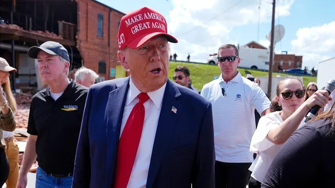 Trump toured the devastation left in the wake of Hurricane Helene in Georgia on&nbsp;Monday