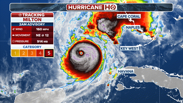 Millions brace for Milton’s wrath as Category 5 hurricane barrels toward Florida as time runs out to&nbsp;evacuate