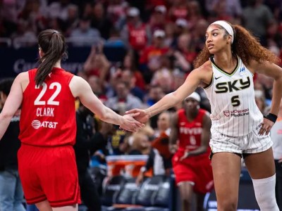 Angel Reese, Caitlin Clark have heated exchange after hard foul during Sky-Fever&nbsp;game